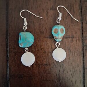 Handcrafted Turquoise Skull Earrings